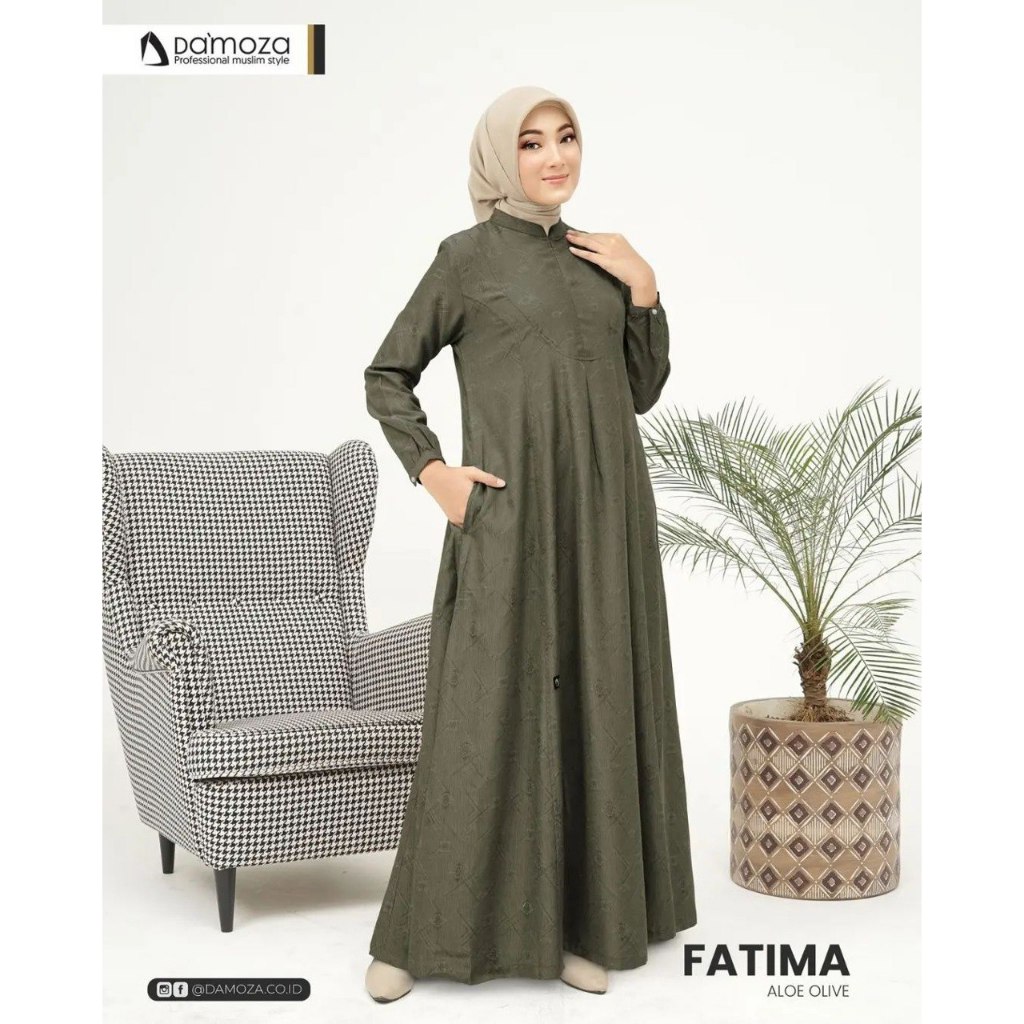 GAMIS KATUN DAMOZA FATIMA ALOE OLIVE MATERIAL JAQUARD ORIGINAL I BEKASI I COD