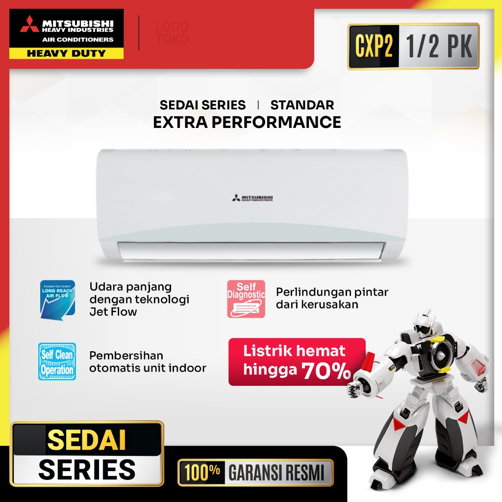 AC Mitsubishi Heavy Industries Ac 1/2 PK Standar R32 SRK05CXP-W3 White