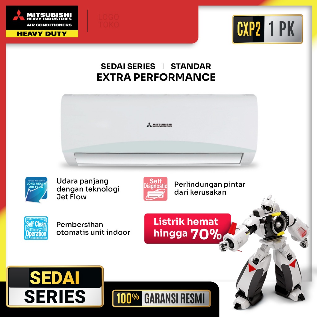 AC Mitsubishi Heavy Industries Ac 1 PK Standar R32 SRK09CXP-W3 White