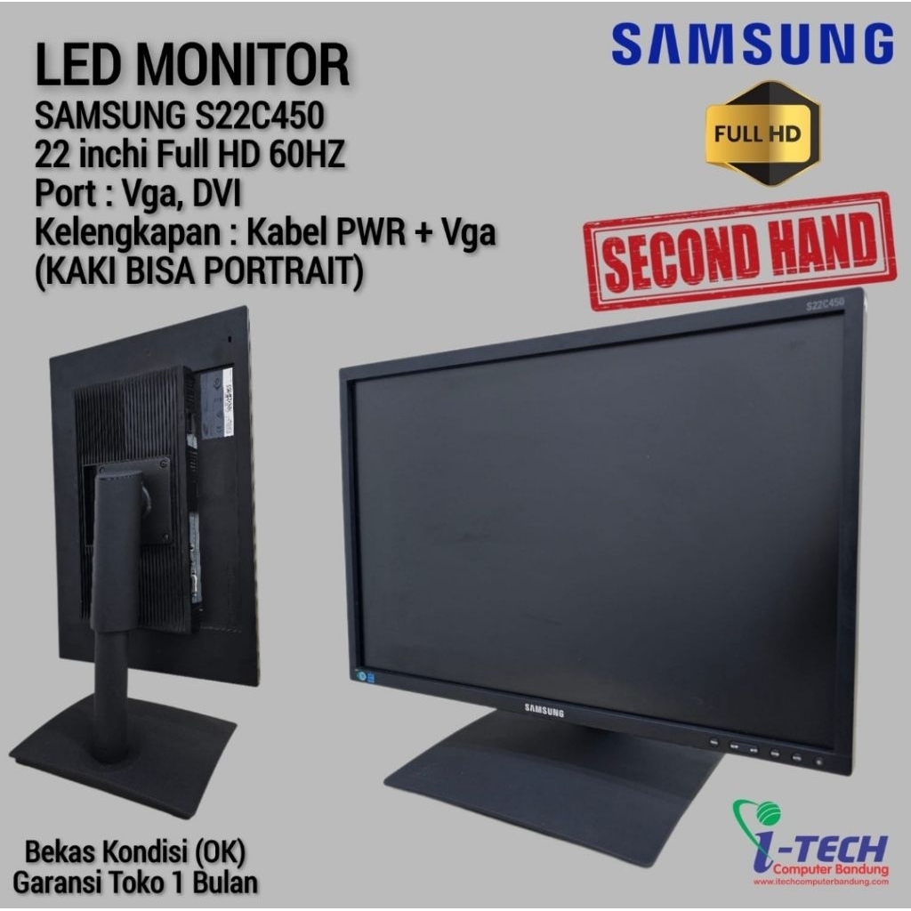 MONITOR LCD LED 19" 20" 21" 22" 23" 24" SAMSUNG | LG HD | FULL HD BEKAS KONDISI NORMAL.