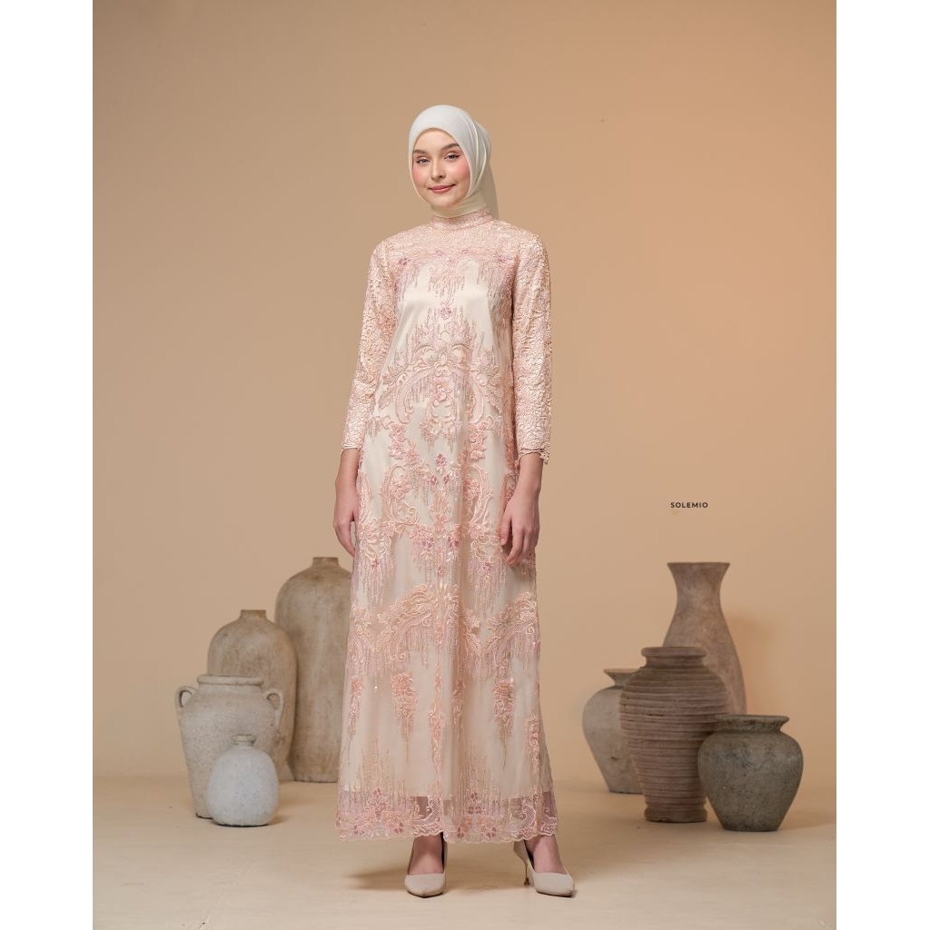 SOLEMIO MAXIDRESS / TERUSAN PANJANG / GAUN PESTA / BAJU MUSLIM / GAMIS  TILLE BRUKAT IMPORT