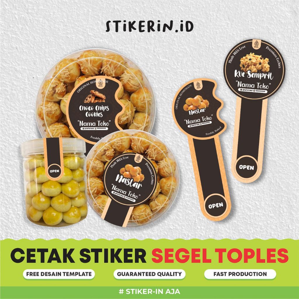 Stiker Seal Toples Kue Lebaran NASTAR / KASTANGEL / STIKER KUE KERING / STIKER SEGEL TOPLES LEBARAN
