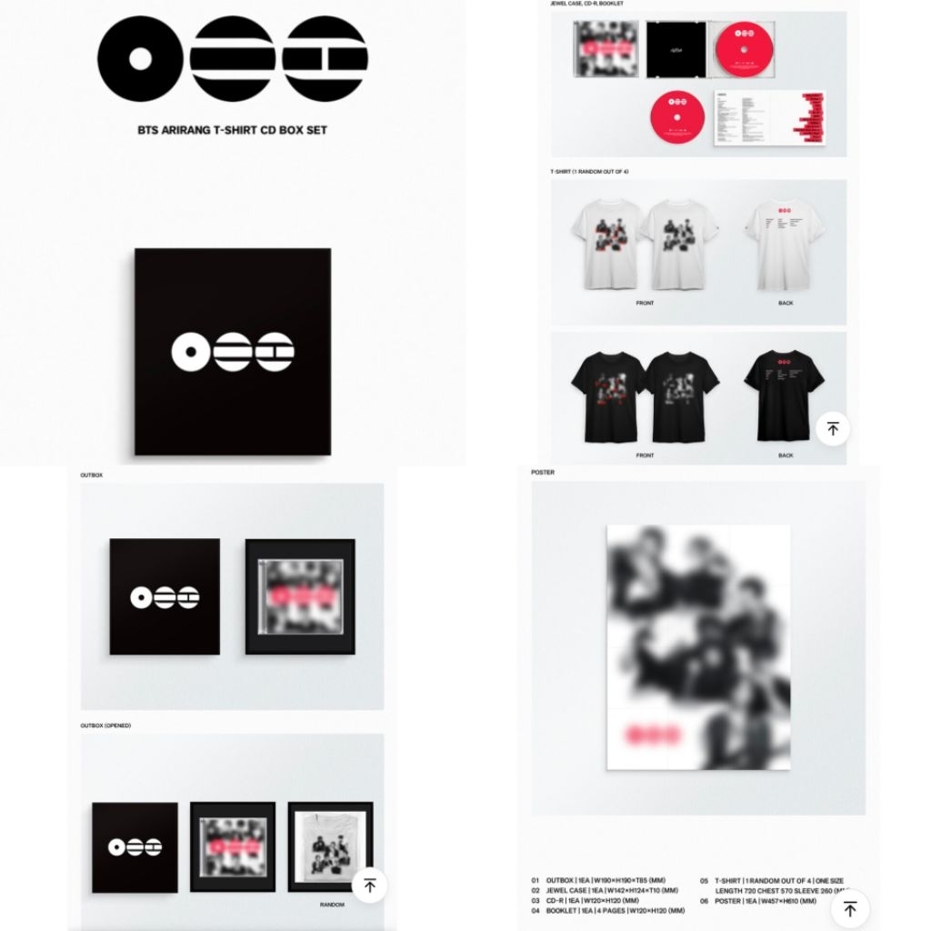 OFFICIAL BTS 5TH Album 'ARIRANG' Tshirt CD Box Set