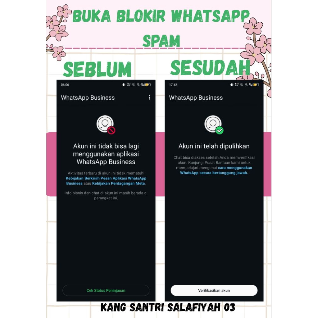 buka blokiran WhatsApp spam dan permanen