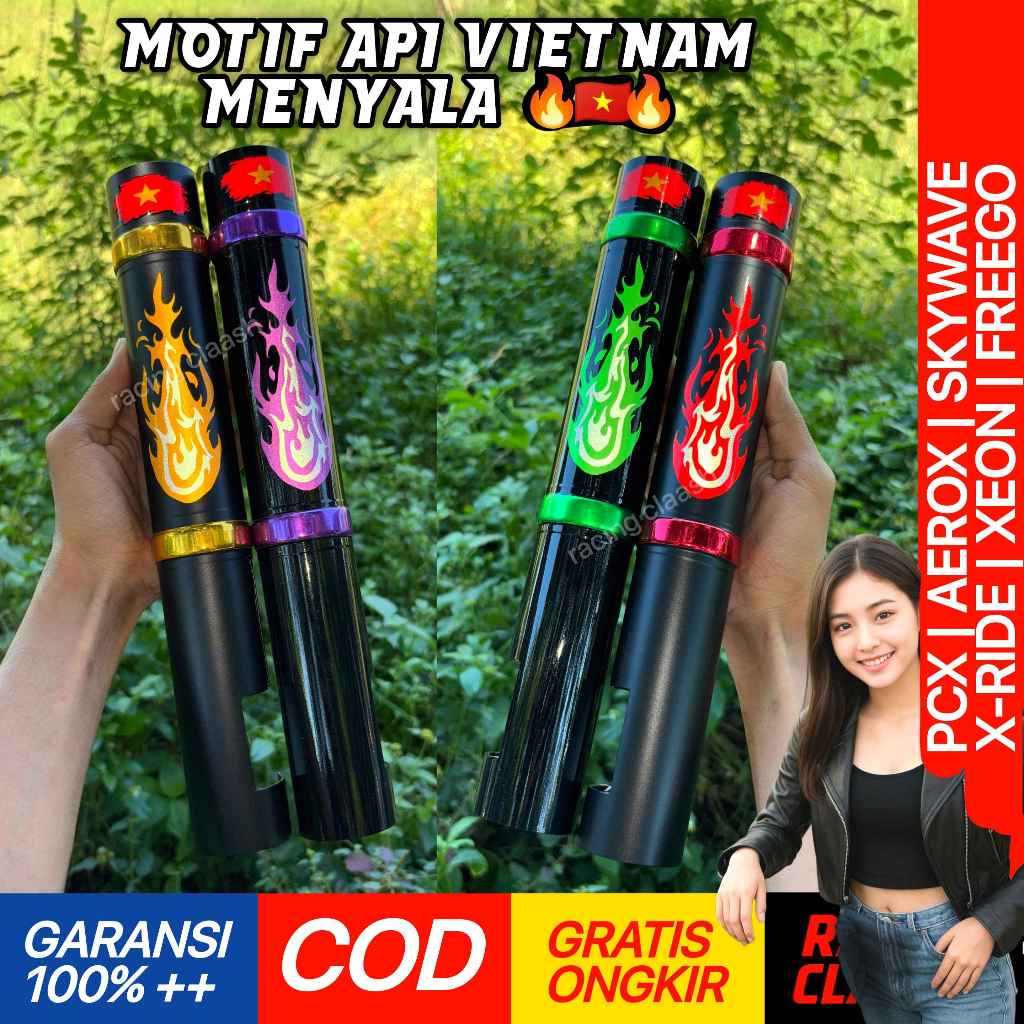 Racing Claash Cover Shock Sok Depan Pcx Aerox Xeon Xride Skywave Freego X Ride Motif Api Vietnam Ref