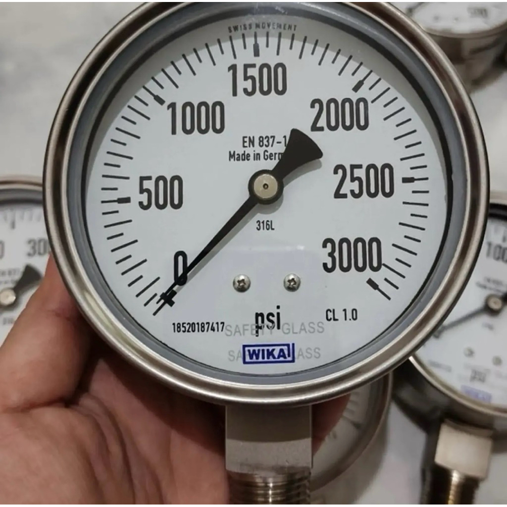 PRESSURE GAUGE WIKA 3000 psi 4" RAKET / PRESSURE GAUGE BUTTOM WIKA 3000 psi STAINLESS 4 inch