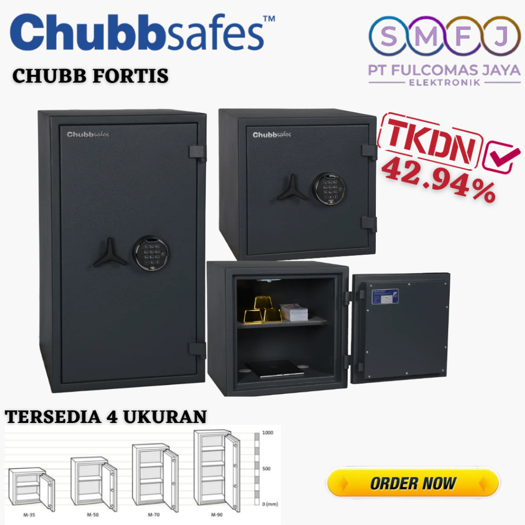 Chubb Fortis EL Spartan Pivot Brankas Anti Api Tahan Api Kunci Digital