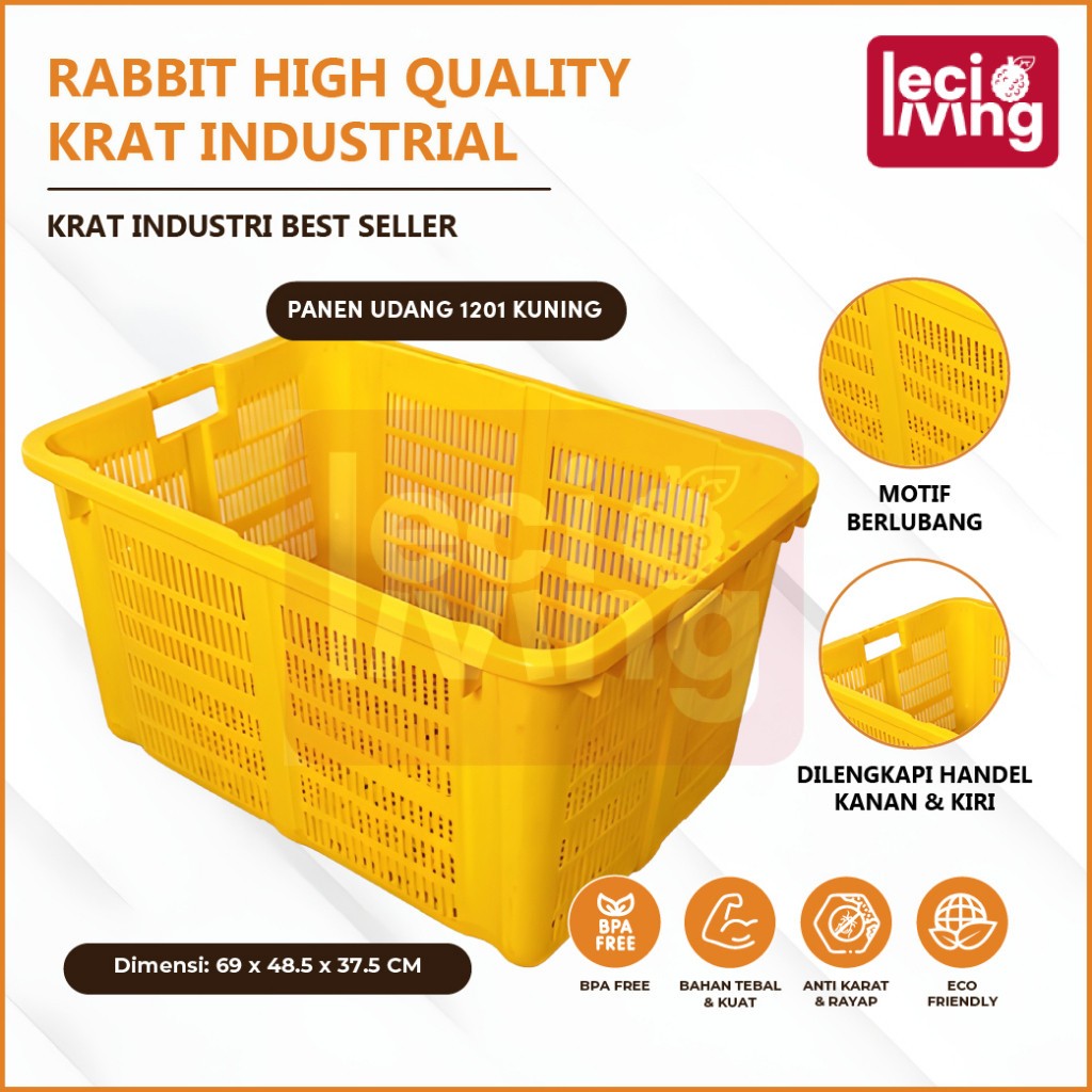 RABBIT HIGH QUALITY KRAT INDUSTRIAL 1201 - Keranjang Serbaguna / Krat Industri Tebal