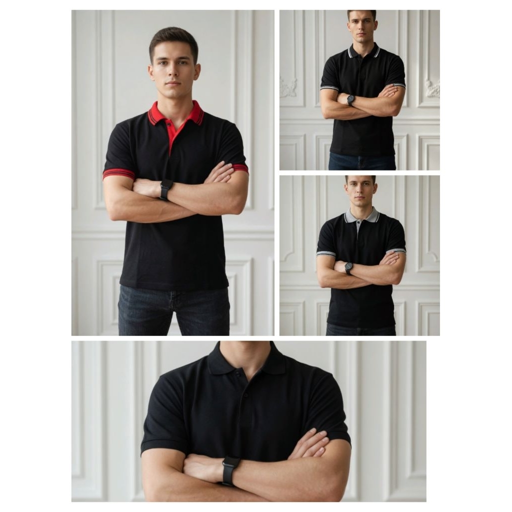 kaos Polo Shirt HITAM / Kaos Polo Pria Wanita / Kaos Kerah Polos