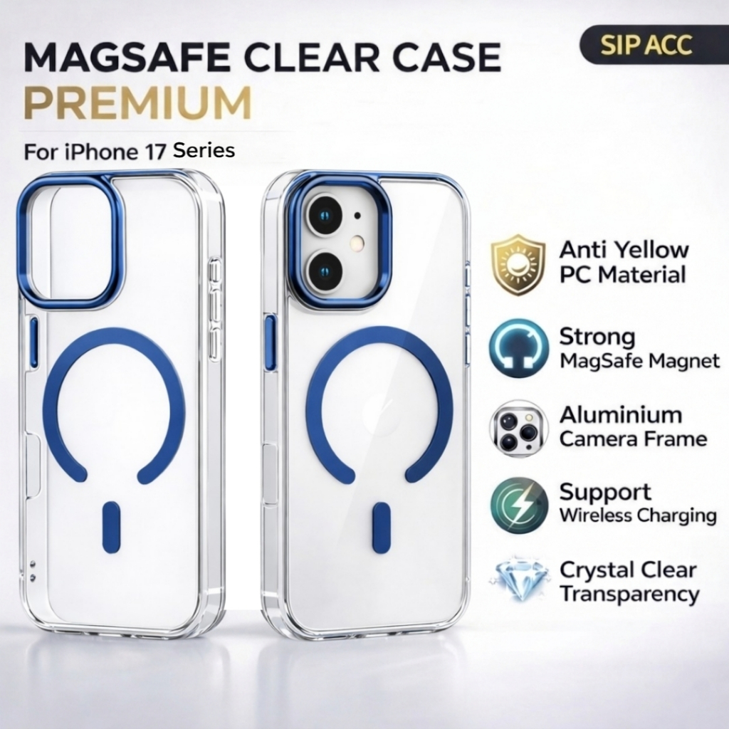 Case Iphone 17 Pro Max Magsafe Clear Hardcase Anti Kuning Magnetic Wireless Charging