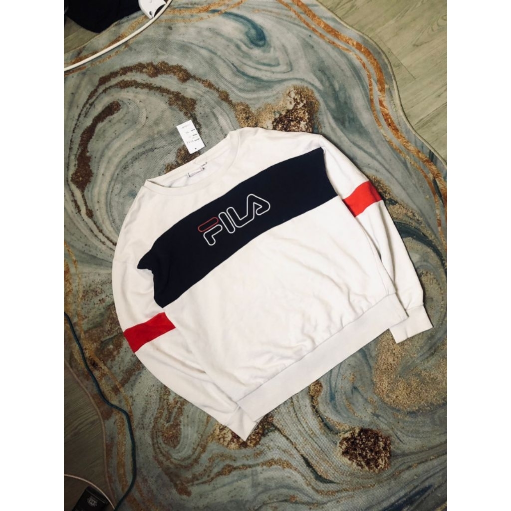 Fila Heritage Colorblock Crewneck Sweater - White/Navy/Red