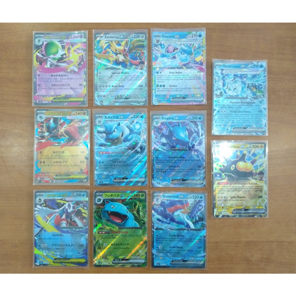 Kartu / Card Pokemon 11pcs Ex RR Kingdra - Quaquaval - Zacian - Glaceon - Ogerpon Topeng Sumur - Pin