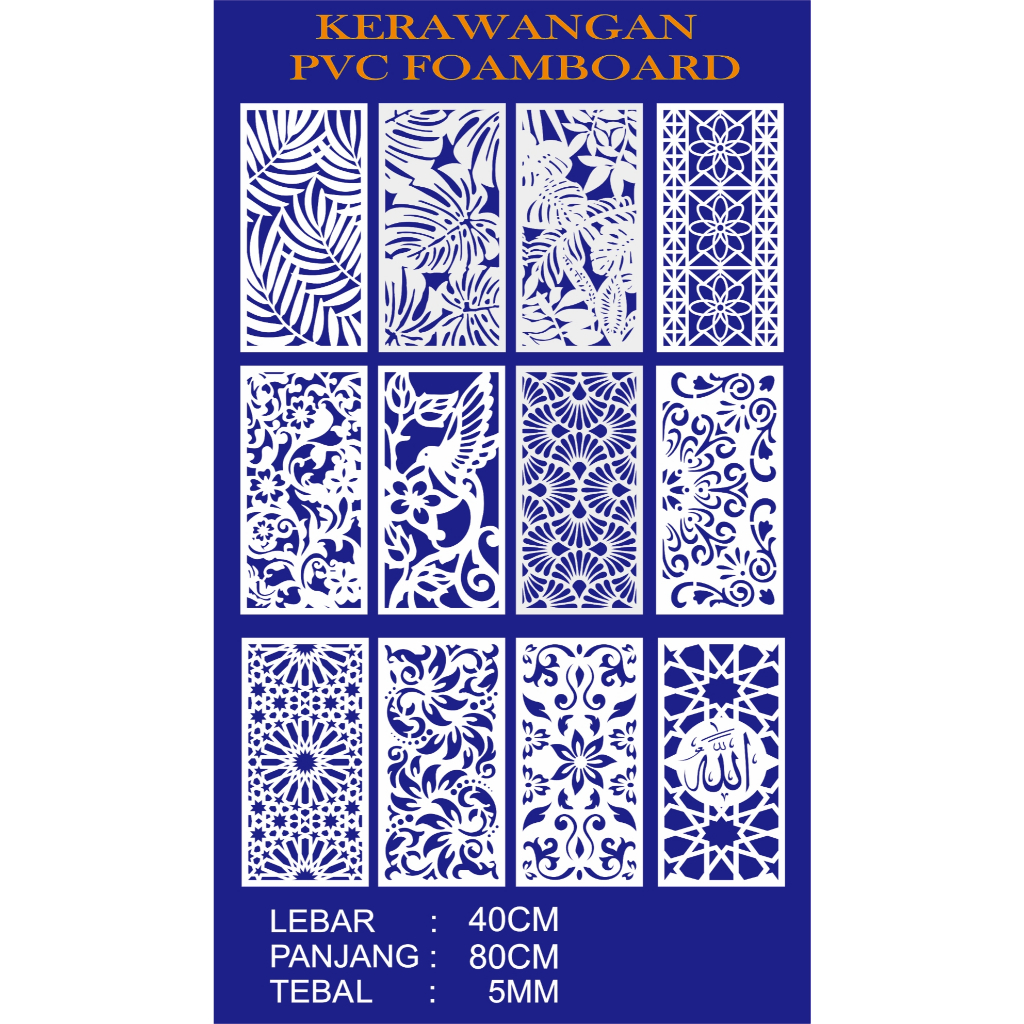 KRAWANGAN PVC FOAMBOARD 40cm x80cm TEBAL 5MM/ ORNAMEN PVC FOAM BOARD  /PARTISI SEKAT RUANGAN IND0OR 