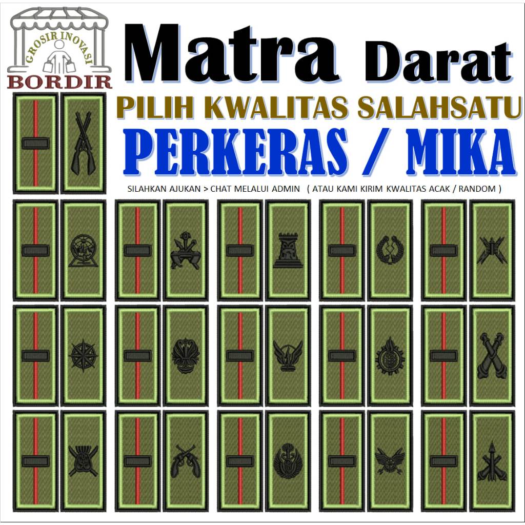 6 PANGKAT LETDA CORP KORP CORPS PDL MATRA DARAT TNI AD KOMANDO BORDIR LAGI EMBROIDERY GIB