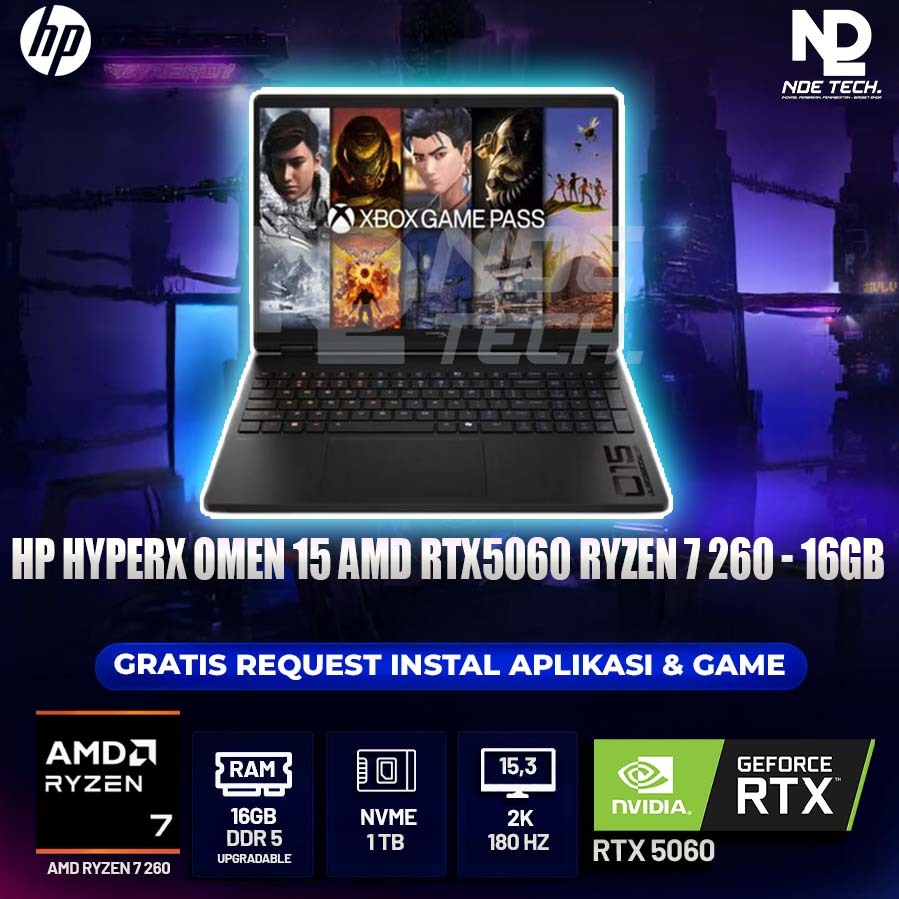 HP HYPERX OMEN 15 AMD RTX5060 RYZEN 7 260