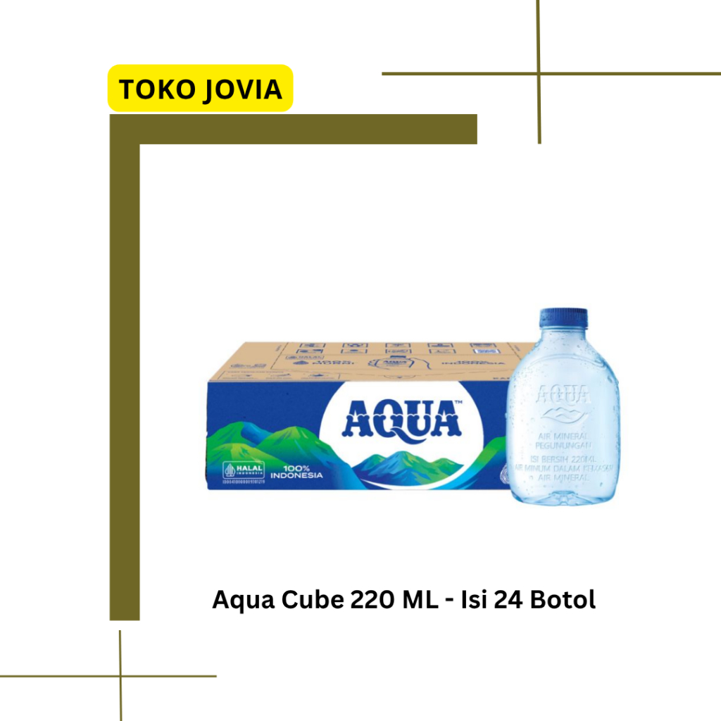 Aqua Botol Cube 220 ML 1 Dus Isi 24 Botol