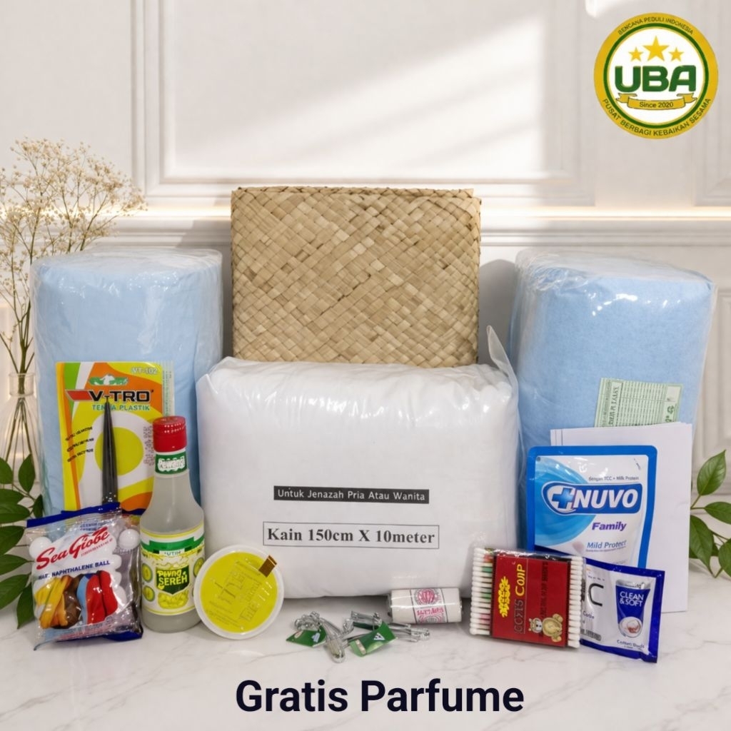 Paket Satu Set Lengkap Kain Kafan Untuk Jenazah Wanita Atau Pria Kain super lebar