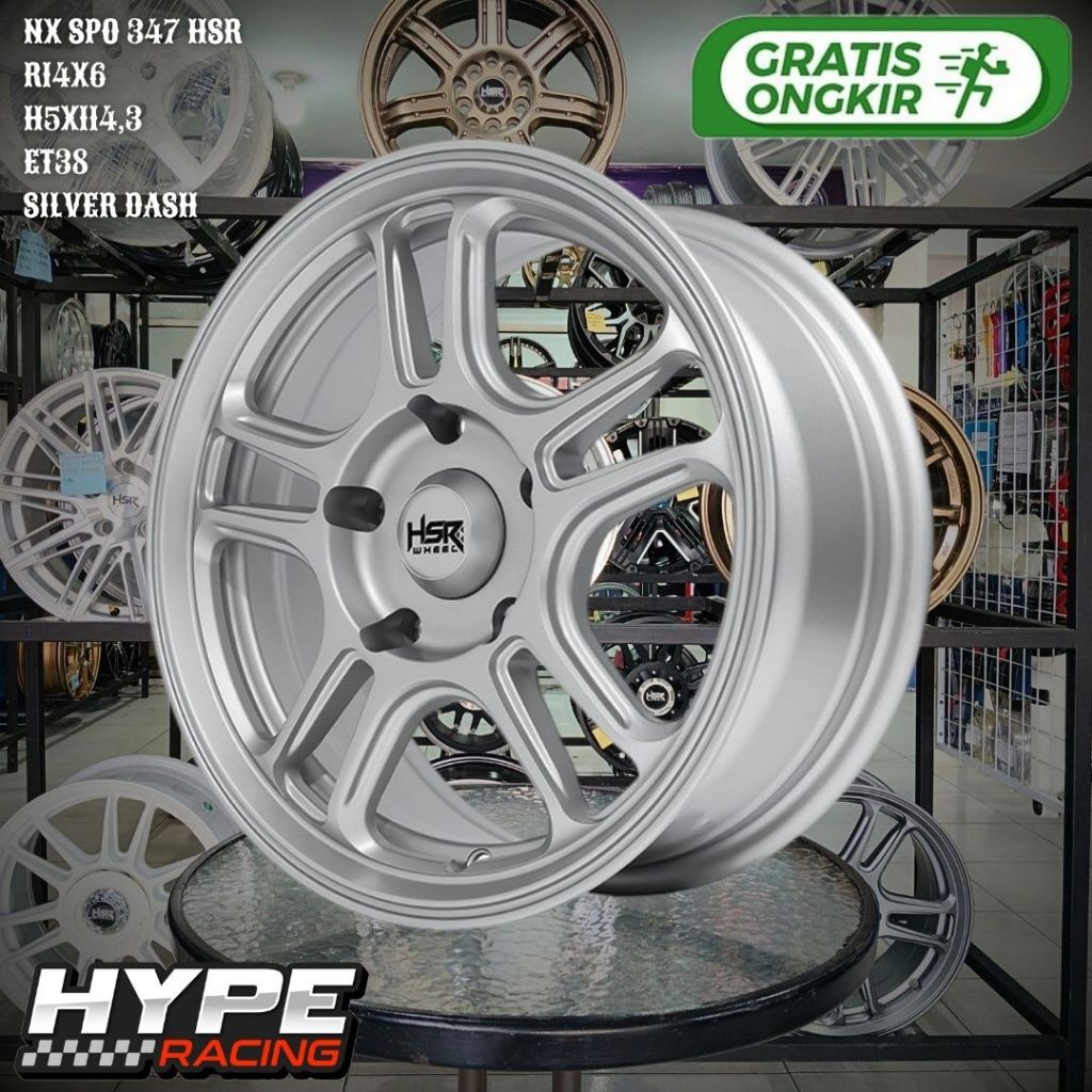 Pelek Mobil L300 , Grandmax , Mega Carry , Kuda - HSR NX SPO Ring 14 R14 Lubang 5 silver
