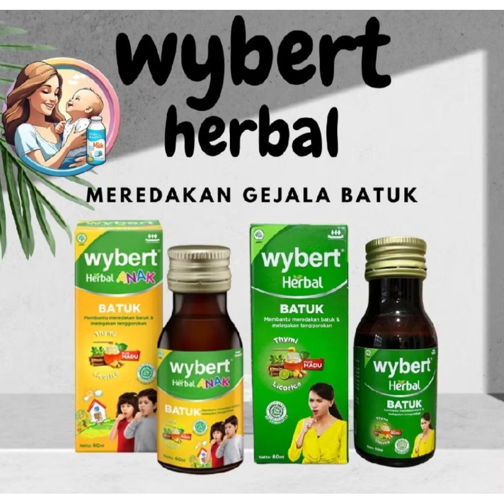 Wybert Syrup herbal batuk anak dan dewasa untuk batuk flu mengencerkan dahak melegakan tenggorokan m