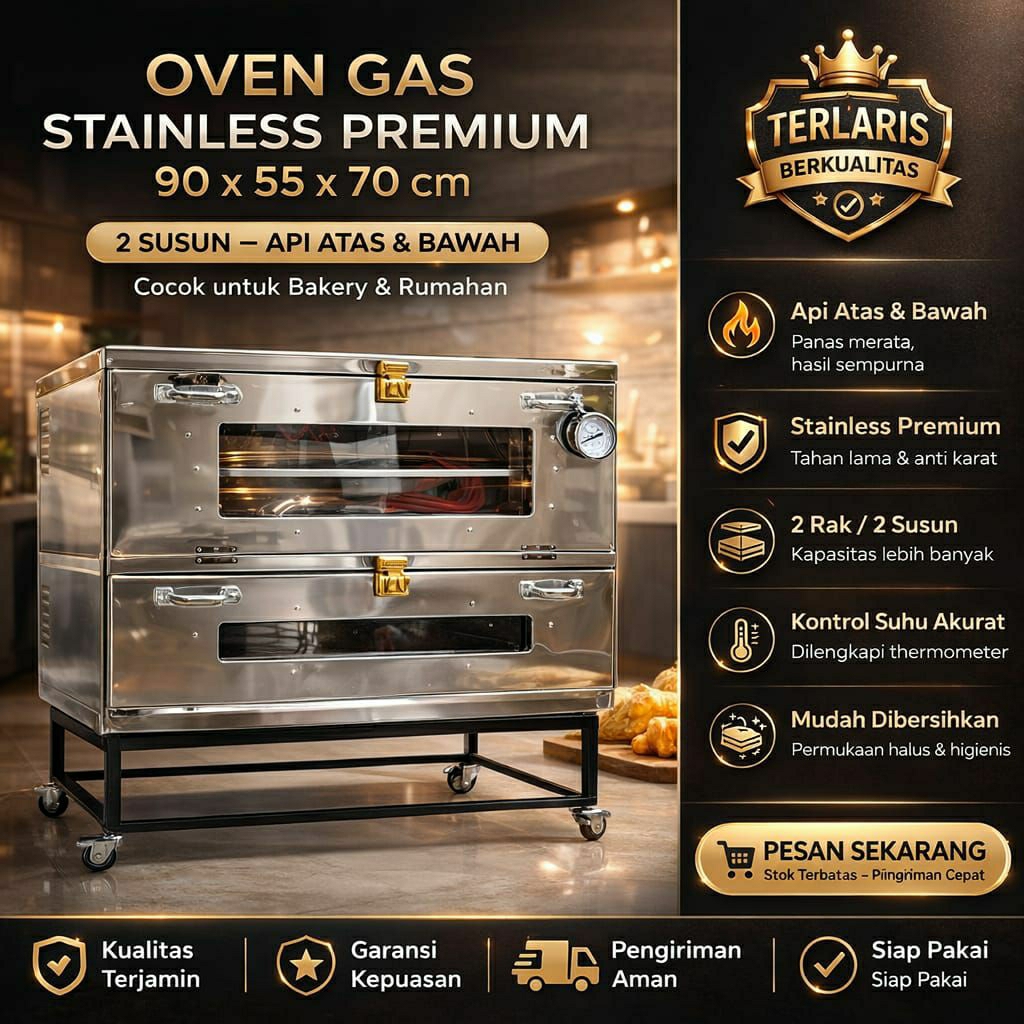 OVEN GAS STAINLESS 90X55X70 BIMA BERKAH AMBIL DI TOKO