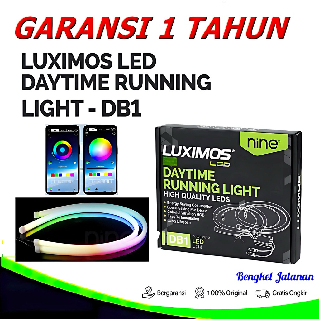 LAMPU ALIS APLIKASI MOTOR DAN MOBIL PANJANG 60cm 30cm LUXIMOS DB1 NINE AUTOSERIES