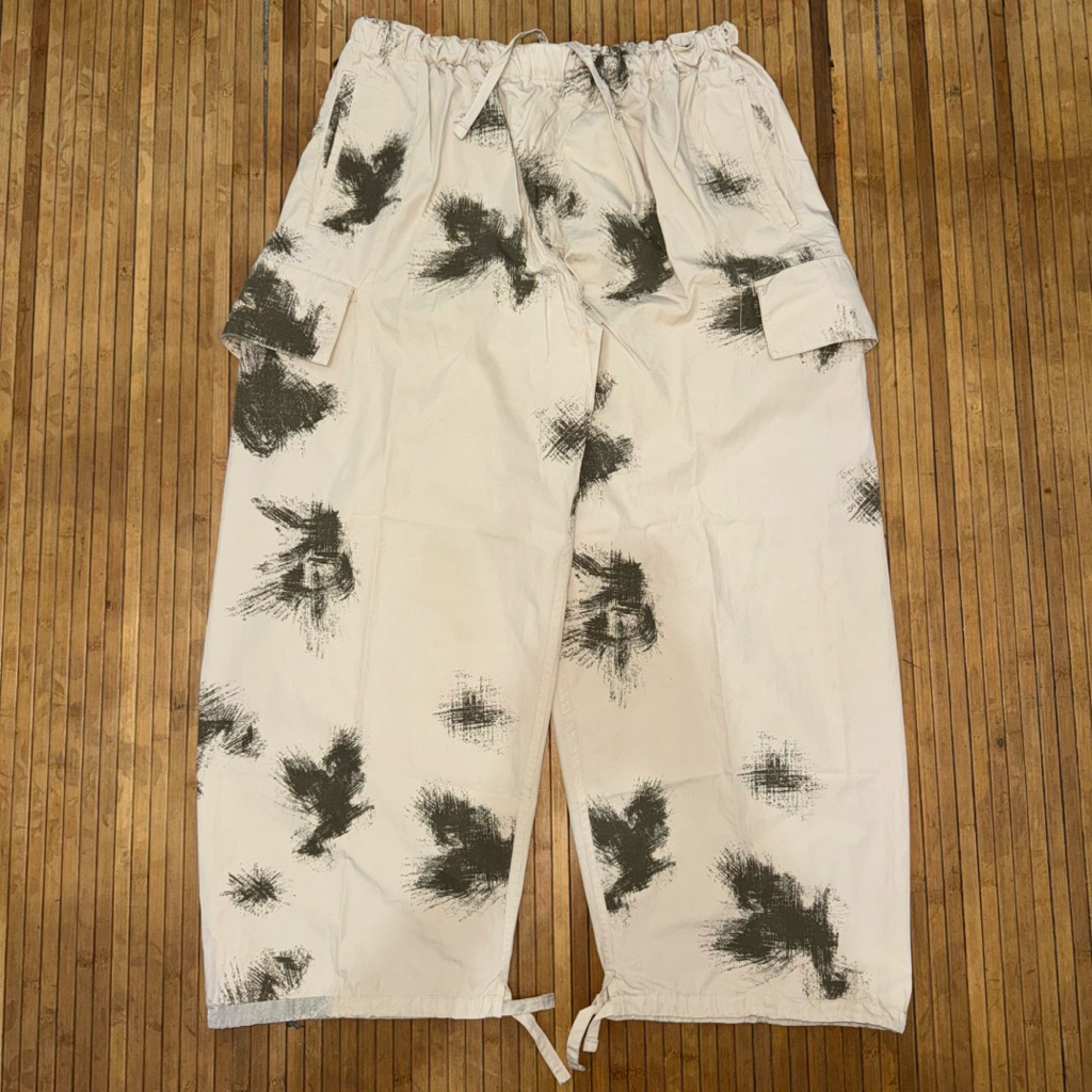 JAPANESE BRAND JOURNAL STANDART STREETWEAR SUPER WIDE GERMANY ARMY CAMOUFLAGE SNOW STYLE TROUSERS PA