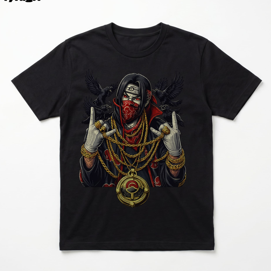 Fly High - Kaos Itachi Uchiha Akatsuki Hiphop Streetwear Unisex Cotton Combed 24s Premium Sablon DTF