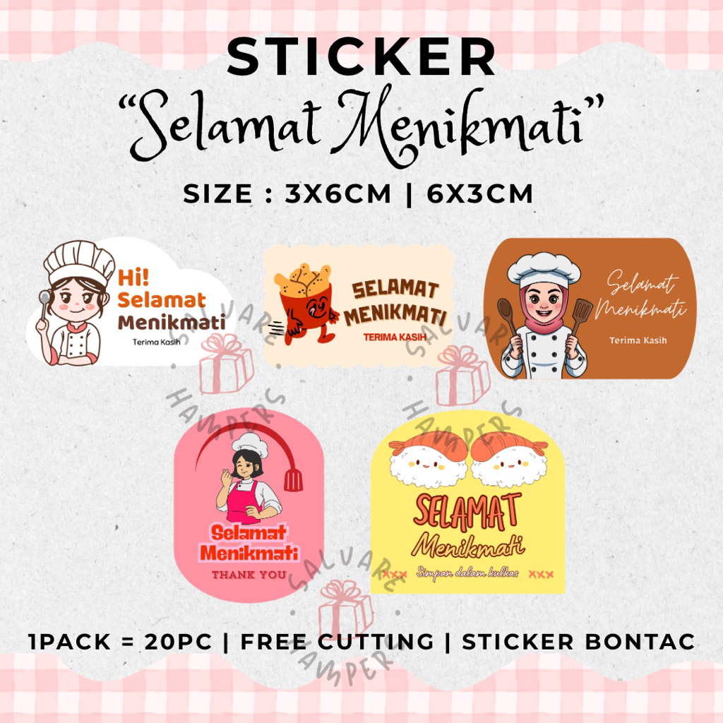 Sticker Selamat Menikmati / Sticker Terima Kasih / Stiker Selamat Menikmati / sticker makanan [READY