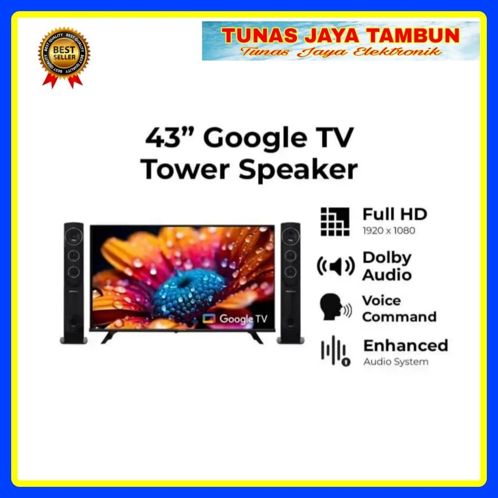 LED POLYTRON PLD 43 TG 5055 / LED POLYTRON 43 INCH SPEAKER TOWER GOOGLE TV / POLYTRON PLD 43TG5055