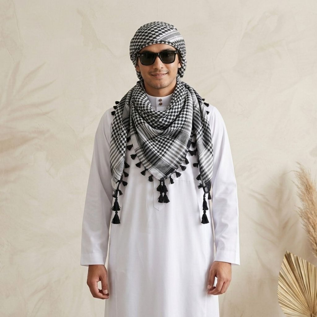 Sorban Shemagh Syal Arab – Bahan Tenun Eksklusif