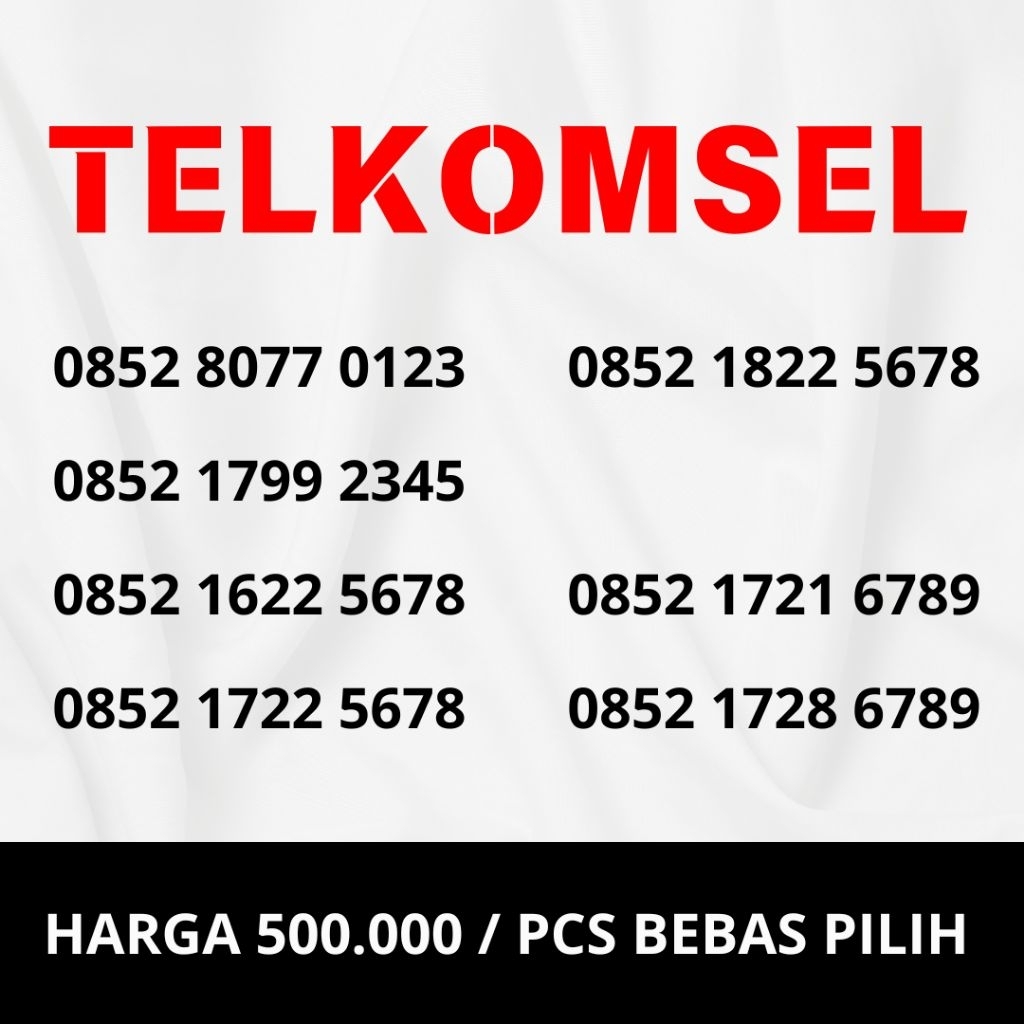 Nomor Cantik Simpati - Nomor Cantik Telkomsel - Nomor Cantik 0123 / 2345 / 3456 / 5678 / 6789 - Kart