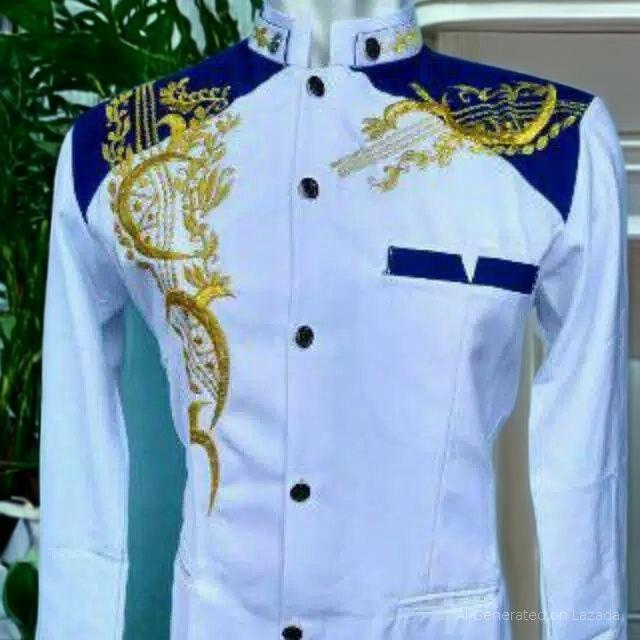 (( LEBSA MOESLIM WEAR )) Jasko/Jas koko busana muslim pria dewasa  2025 warna  Putih Kombinasi Biru 