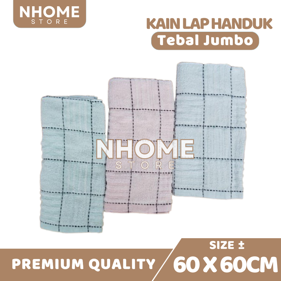 Serbet Dapur 1 Lusin Tebal Jumbo Lap Kain Dapur Handuk Lap Piring 60 x 60 cm
