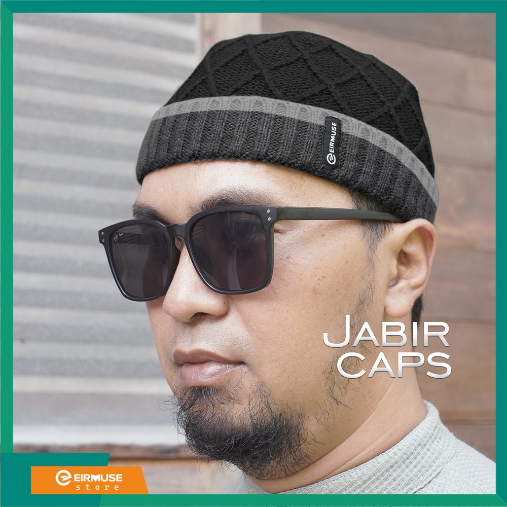 EIRMUSE - Beanie Hat Jabir kupluk peci sholat elegan gaya pria muslim berbahan rajut