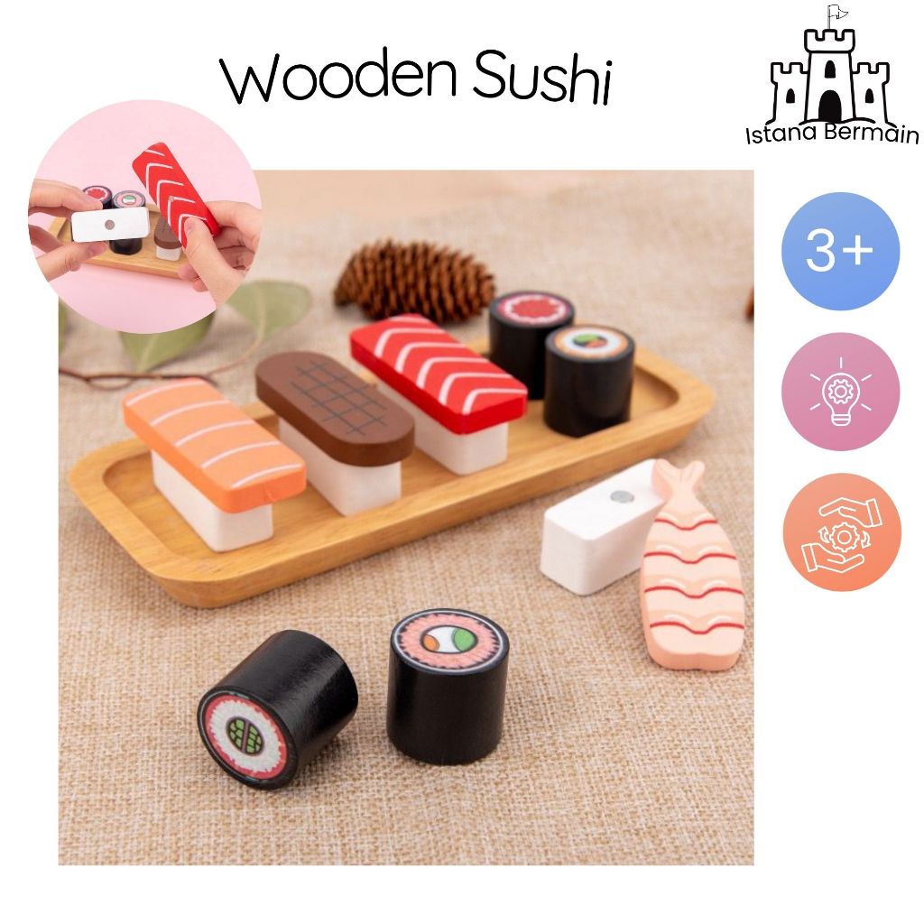 Wooden sushi set mainan sushi anak