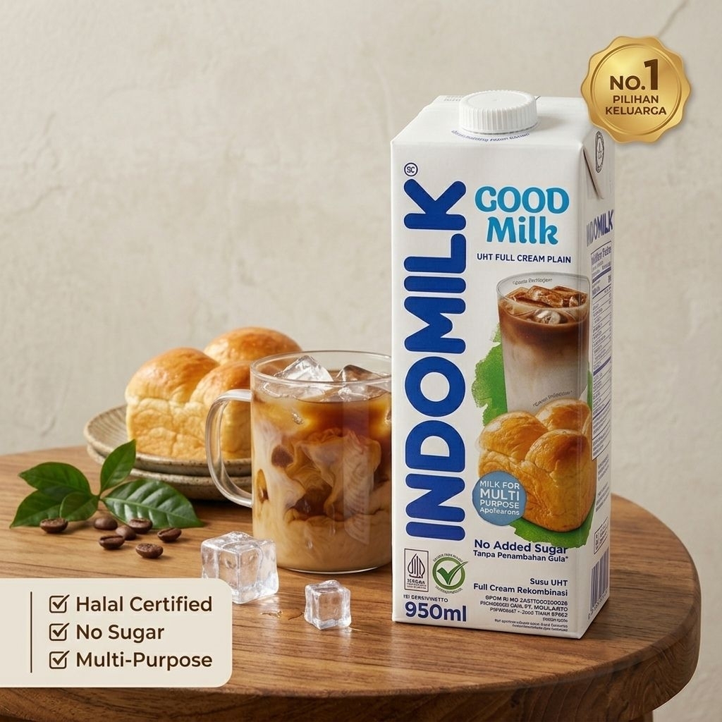 ​[READY STOCK] INDOMILK GOOD MILK UHT FULL CREAM PLAIN 950ML
