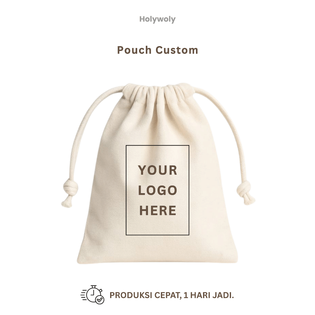 Holywoly Pouch Serut Canvas Custom Design Sendiri / Souvenir Custom