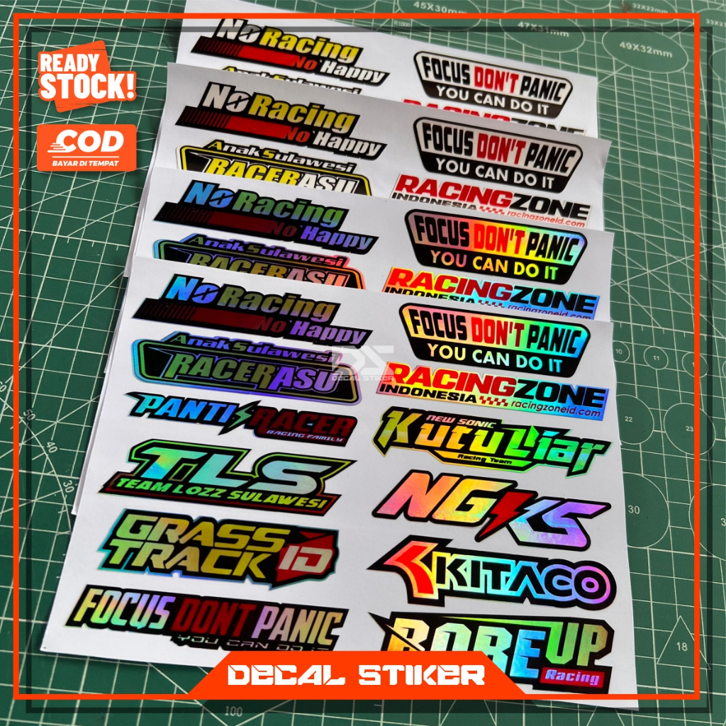 Stiker Pak Racing Paketan Ngks Kitaco Racing Zone Panti Racer | Sticker Pack Helm Hologram Sudah Ter
