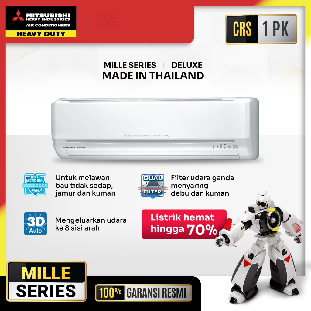 AC Mitsubishi Heavy Industries Ac 1 PK Deluxe Low Watt SRK10CRS-S3 White