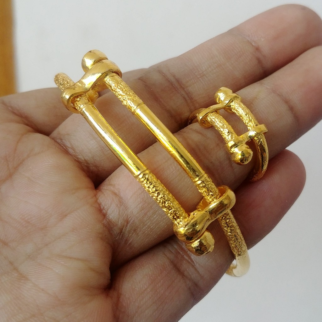 Set Gelang Cincin Pipa Tinju Padat Pasir Lapis Emas Kuning Cantik