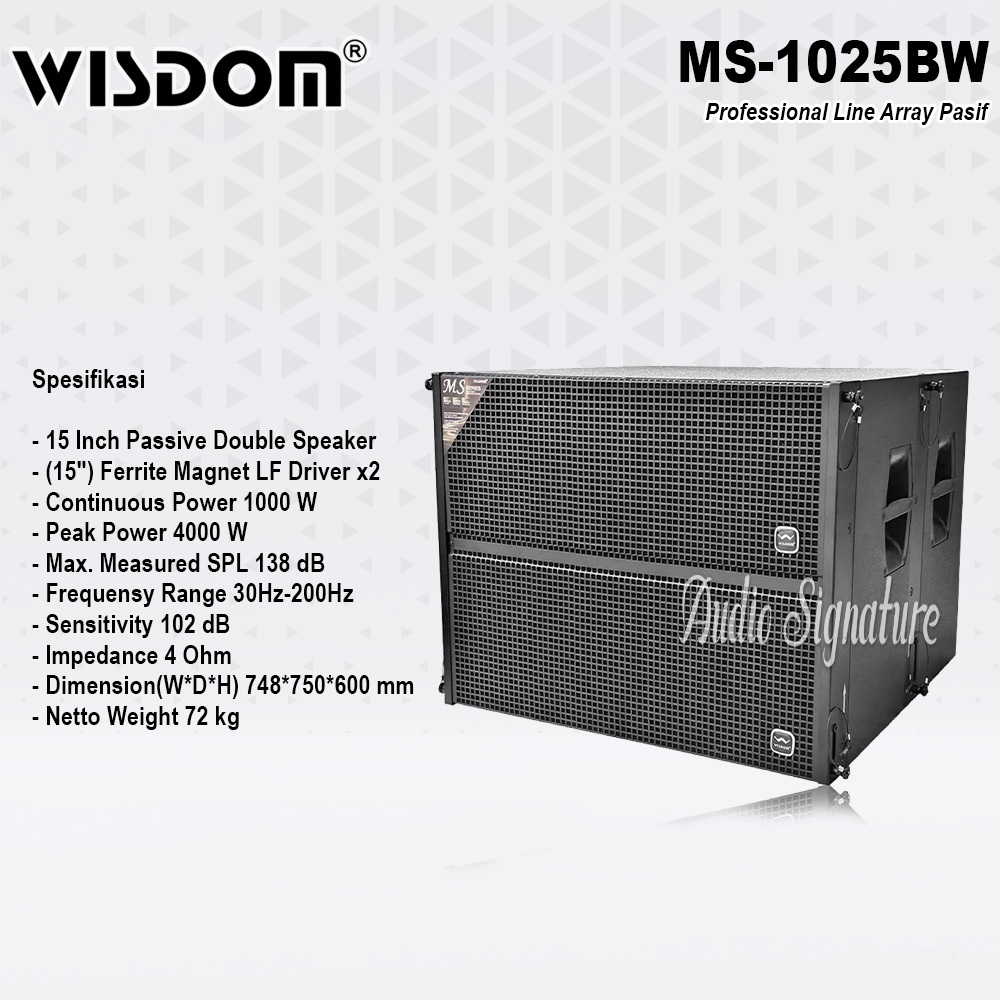 Speaker Pasif Subwoofer  2 x 15 Inch WISDOM MS 1025BW | MS1025BW | MS 1025 BW Original