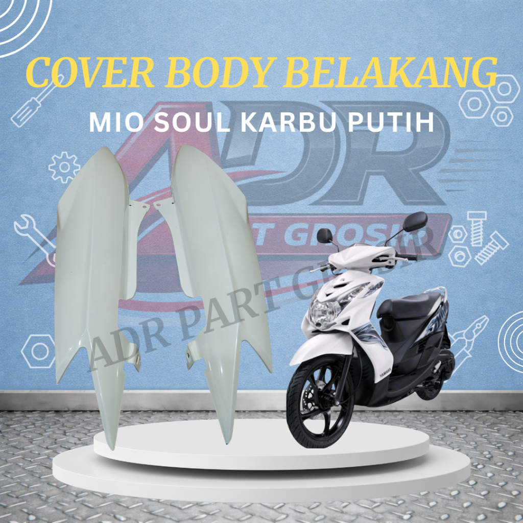 Cover Body Belakang Yamaha Mio Soul Karbu 2008-2012 Bodi Samping Mio Soul Karbu PUTIH Tenshi