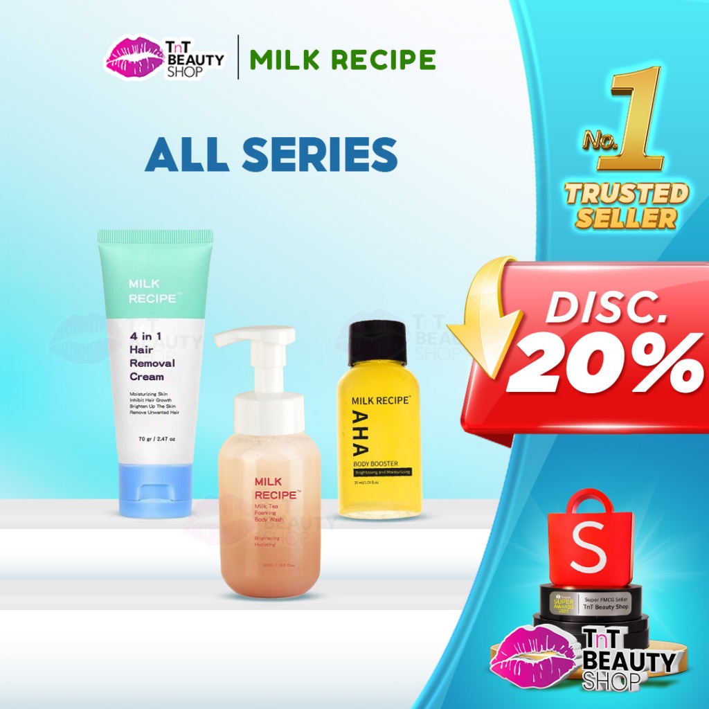 Milk Recipe SERIES | 4 in 1 Hair Removal Cream 70gr | AHA Body Booster Brightening & Moisturizing 30