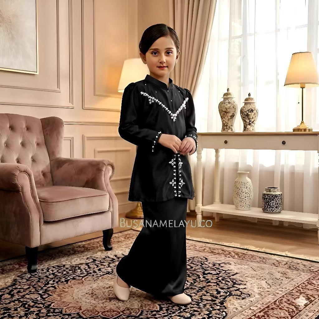 one set elliza baju kurung melayu anak perempuan baju pesta desain payet mutiara sesuai foto baju ku