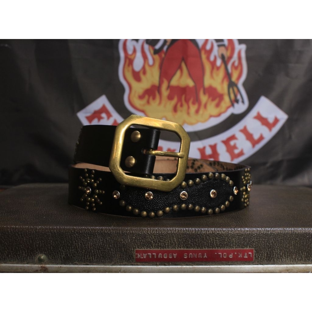 western vintage studded belt - sabuk kulit studed