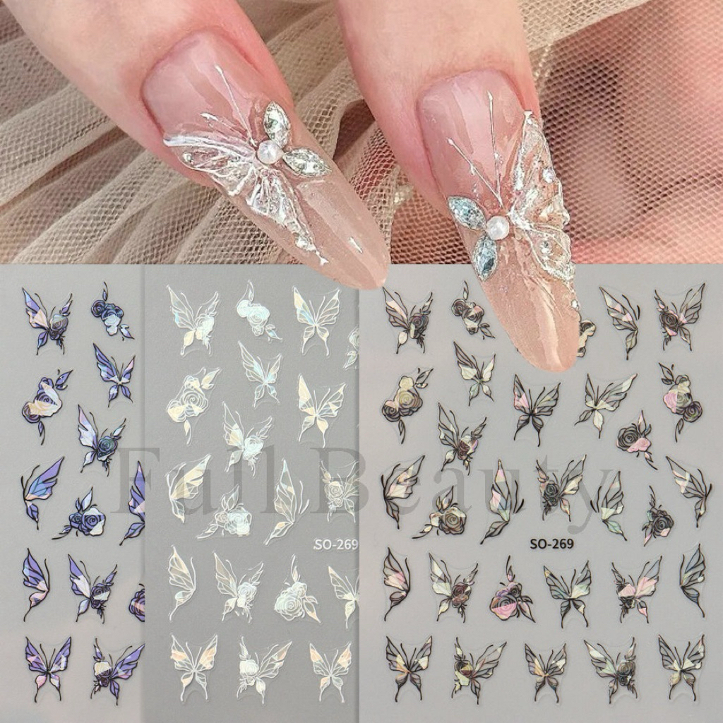3D wedding art Sticker Kuku Model Bentuk Butterfly Sticker Nail Art