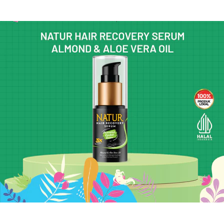 Natur Hair Recovery Serum Almond & Aloe Vera – Perawatan Rambut Kusam, Kering & Rusak Jadi Lebih Hal