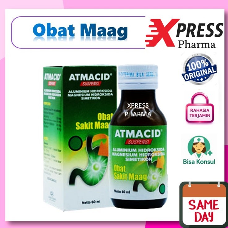 XPRESS  Atmacid SIRUP obat Maag Mag Sakit Lambung / Kembung Antasida Botol Suspensi Atmasid Atmacit 