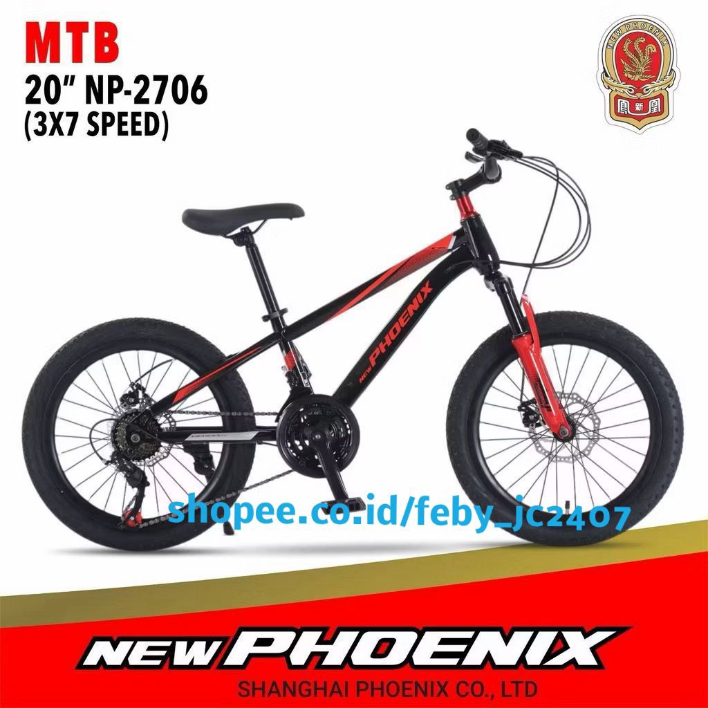New Phoenix Sepeda Gunung MTB Anak 20 Inch  NP 2706 3x7 speed MD