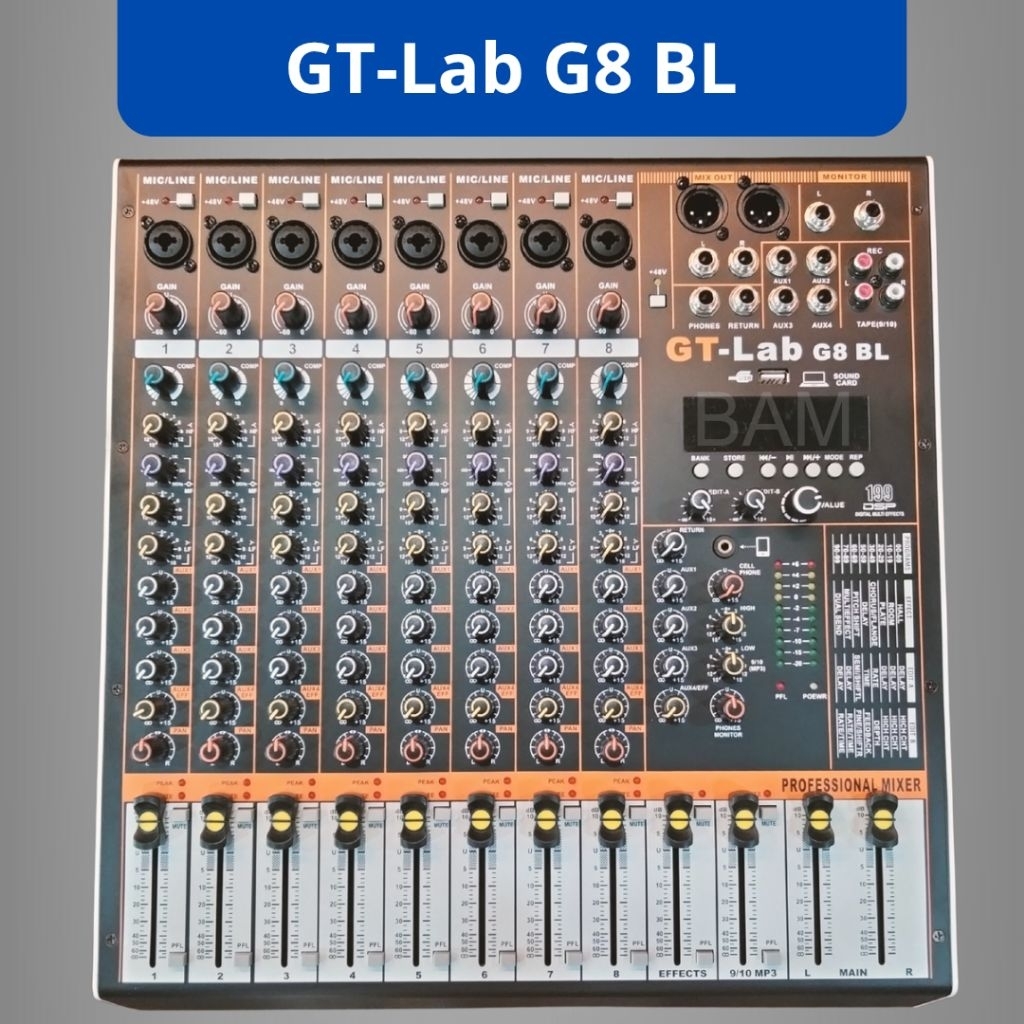 GT-LAB G8 BL Mixer Audio Professional 8 Channel Bluetooth USB Soundcard